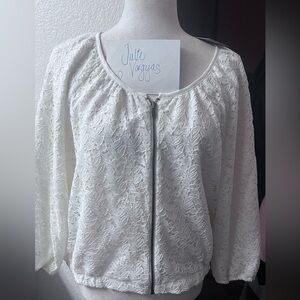 Pins & Needles Cream Lace Zip-Up Blouse